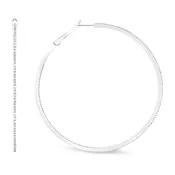 14kt White Gold Skinny Diamond Hoop Earrings
