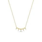 14K GRADUATED BAGUETTE DIAMOND CURVED BAR NECKLACE