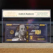 100mg 24K Black Gold 2009 $100 Dollar Bill Federal Reserve Banknote White COA