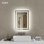 20″ x 28″ LED Bathroom Vanity Mirror – Wall-Mounted, Dimmable, Anti-Fog, Tempered Glass