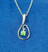 14kt White gold Peridot Diamond Pendant