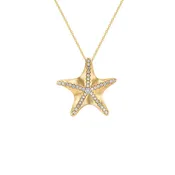 Gold Starfish Diamond Pendant 14KY