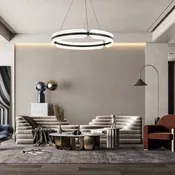 Aluminum and Iron Black Ceiling Hanging Lighting with Acrylic Shade
