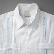 White Graph Check Pique Short Sleeve Guayabera | 100% Cotton