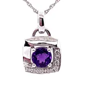 10k White Gold Amethyst Pendant