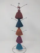 FIVE TIER TASSEL GARNET RED/NAVY BLUE