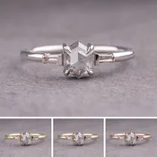 1.01 Carat Salt and Pepper Hexagon Diamond Engagement Ring, Zoe Setting