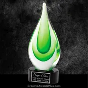 2 Tone Green Drop Art Glass