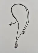 Sea Stone Pendant on Black Silk Cord