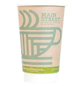 16oz Custom Printed Compostable Kraft Insulated Paper Hot Cups