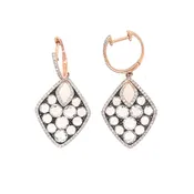 14K Rose Gold Drop Earrings with Clustered Champaign Diamonds