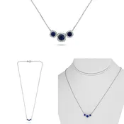 14K White Gold Cushion Sapphire Halo Necklace