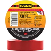 3M 7000006094 Scotch® Vinyl Color Coding Electrical Tape 35, 3/4 in x 66 ft, Red, 10 rolls/Carton