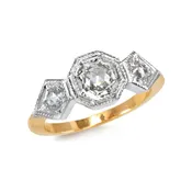 Deco Inspired 3 Stone Diamond Ring