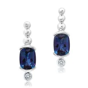 Alexandrite Earrings – Antique Cushion, 14K White Gold