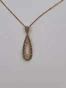 14KT yellow gold diamond pendant w/ chain