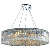 Round Chrome Finish Chandelier 32" — Crystals & Lighting