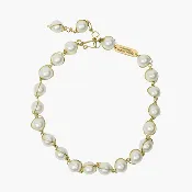 12mm Glass Pearl Brass Necklace