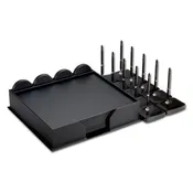 10 Seat Black Leatherette Conference Room Set w/ Round Coasters and Pen Stands, 17 x 14 Size Pads