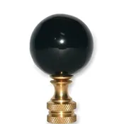 25mm Genuine Black Obsidian Ball Finial - Brass