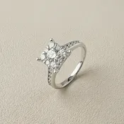 1 Carat Diamond Cluster Engagement Ring — 14kt White Gold | Round Natural Diamonds