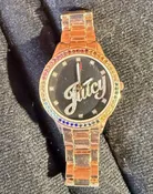 Juicy Couture Black Label Womens Watch 38mm Gold Tone Crystals New Battery