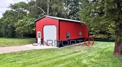 20’x30’x12′ All Vertical Red Garage with Two Tone