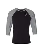 Blitz 3-4 Sleeve Unisex Baseball Tee - Black w Heather Gray