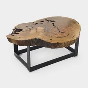 Crosscut Bahia Pequi Wood & Black Metal Coffee Table