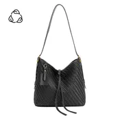Thalia Black Recycled Vegan Leather Tote Bag
