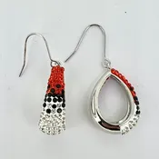 Orange, Black, and Clear Crystal Teardrop Earrings — Leonard Jewelry