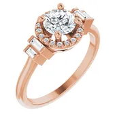 Halo Style Ring Setting in 10K Rose Gold - Round 5.8mm