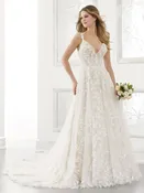 Adelaide – Floral Lace A-Line Wedding Dress with Illusion Bodice by Morilee
