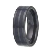 Black Ceramic Ring With Black Carbon Fiber Inlay-8mm