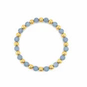 6mm Round Alternating Angelite and Gold Filled Bead Bracelet