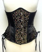 Black and Gold Floral Brocade Underbust Corset