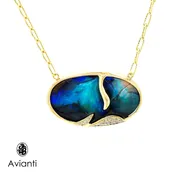 Australian Blue Boulder Opal Necklace With Waves