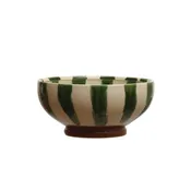 10.5" Stoneware Footed Bowl with Stripes