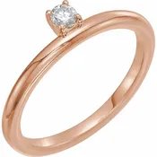 14k Rose Gold and Dainty 3 MM Moissanite Asymmetrical Stacking Ring in size 6.5