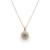 14K Rose Gold Cognac Diamond Halo Pendant Necklace