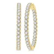 10 Ctw Inside-Out Round Cut Diamond 1 1/2 Inch Hoop Earrings in 14K Yellow Gold