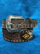 3D D100013402 Mens Buck Lacing Beaded Inlay Belt Brown