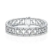11.79 CT. Marquise Diamond and Round Brilliant Diamond Bangle in 14K White Gold
