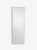 1950's Long Floor Mirror in Aged Brass in the Style of Gio Ponti