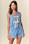 Arrabell Embroidered Shorts- Blue