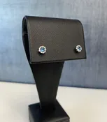 14kw, Blue Topaz and Diamond Studs