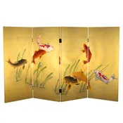 3 ft. Short Double Sided Seven Lucky Fish Canvas Room Divider
