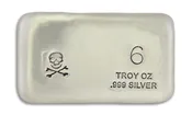 6 oz Silver Bar-Skull and Crossbones