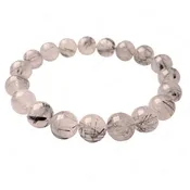 10-11mm Black rutilated quartz round bead bracelet