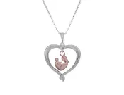 .01ct. Diamond Heart Pendant in 10K Rose Gold and Sterling Silver